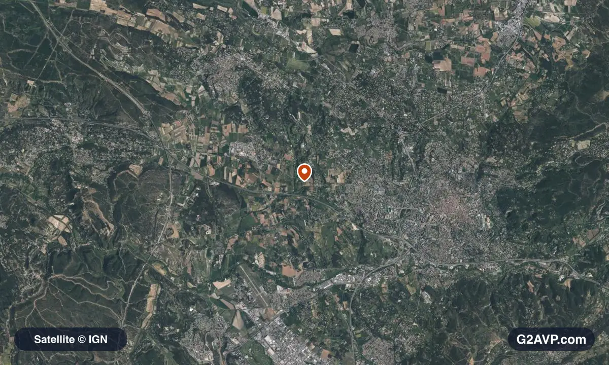 Vue satellite (orthophoto IGN) du secteur d'Aix-en-Provence, même emprise que la carte géologique