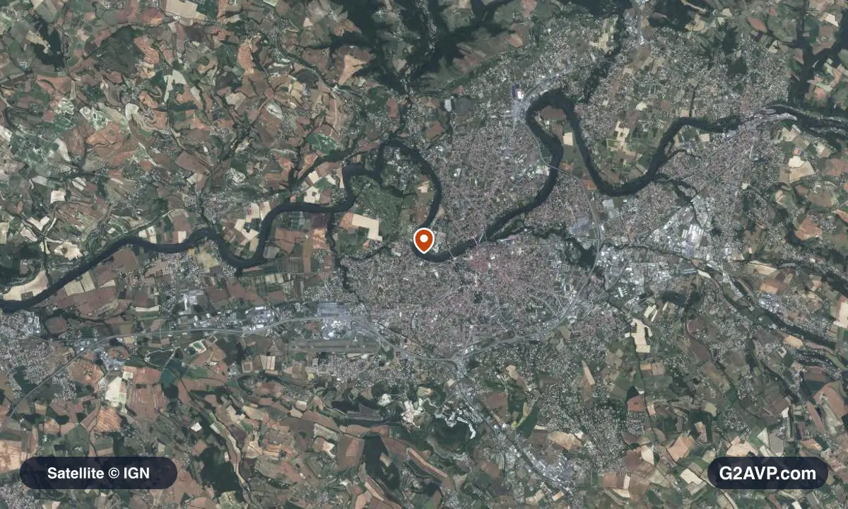 Vue satellite (orthophoto IGN) du secteur d'Albi, même emprise que la carte géologique