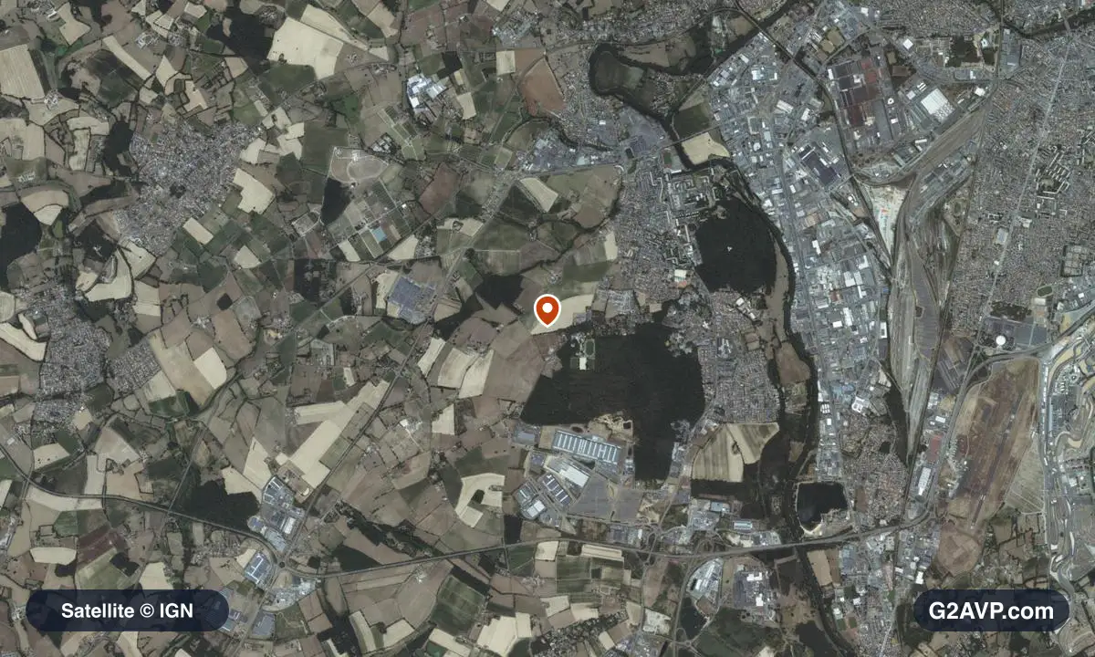 Vue satellite (orthophoto IGN) du secteur d'Allonnes, même emprise que la carte géologique