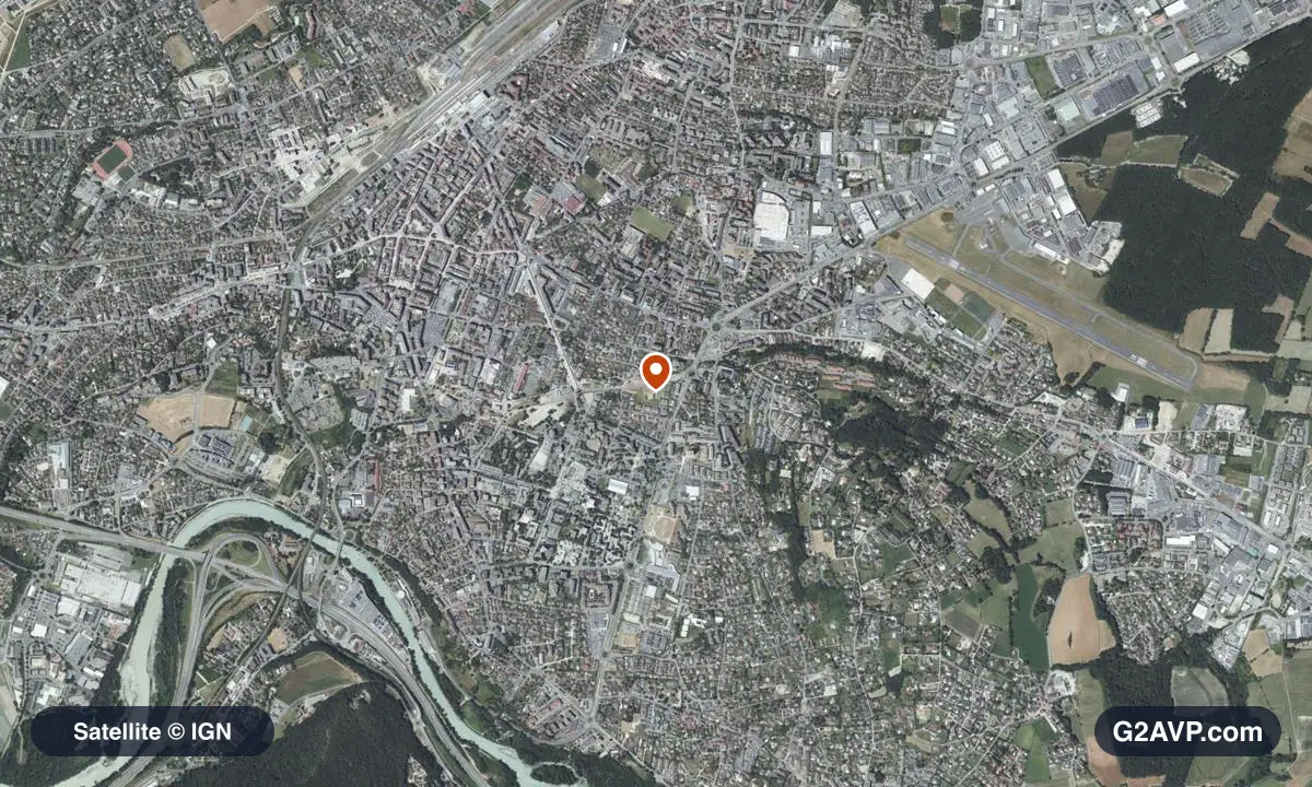 Vue satellite (orthophoto IGN) du secteur d'Annemasse, même emprise que la carte géologique