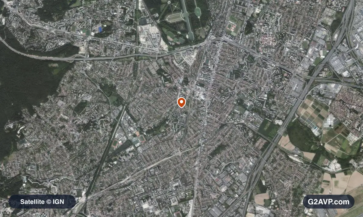 Vue satellite (orthophoto IGN) du secteur d'Antony, même emprise que la carte géologique