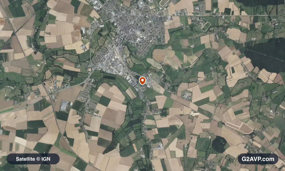 Vue satellite (orthophoto IGN) du secteur d'Argentan, même emprise que la carte géologique