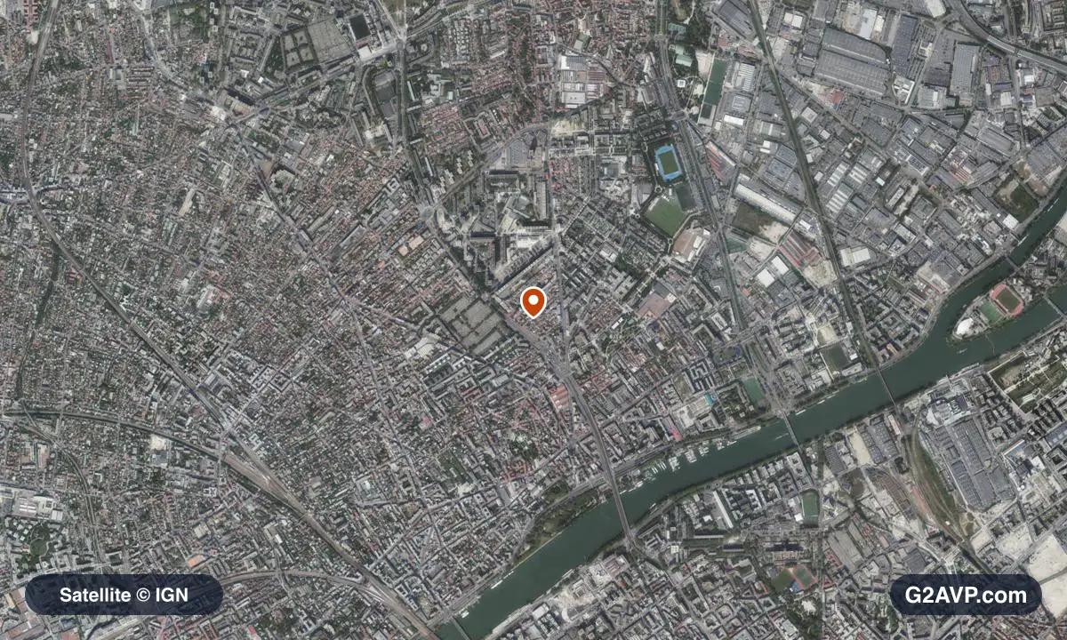 Vue satellite (orthophoto IGN) du secteur d'Asnières-sur-Seine, même emprise que la carte géologique
