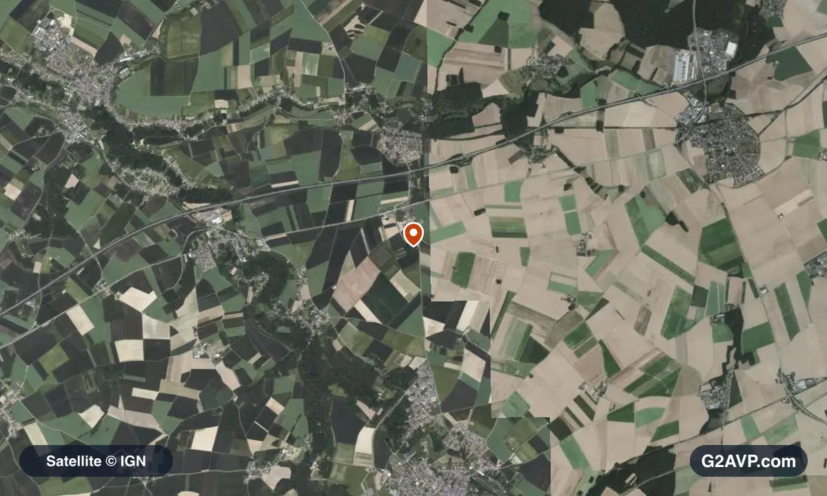 Vue satellite (orthophoto IGN) du secteur d'Auneau-Bleury-Saint-Symphorien, même emprise que la carte géologique