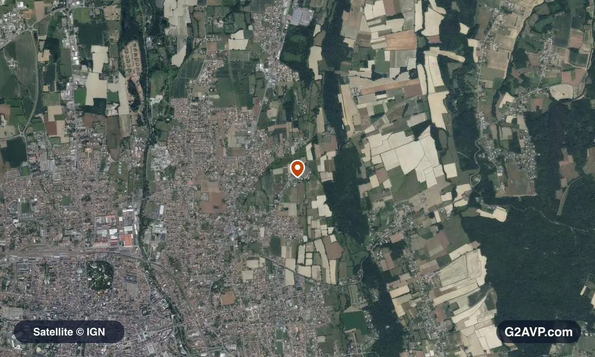 Vue satellite (orthophoto IGN) du secteur d'Aureilhan, même emprise que la carte géologique