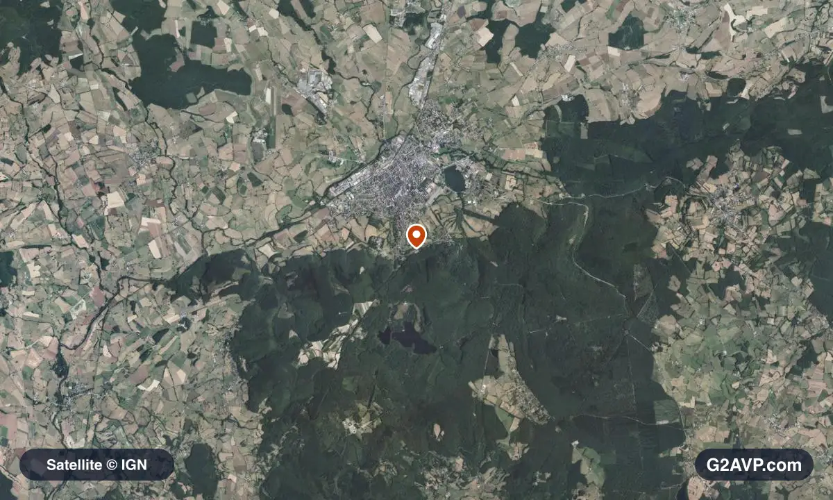 Vue satellite (orthophoto IGN) du secteur d'Autun, même emprise que la carte géologique
