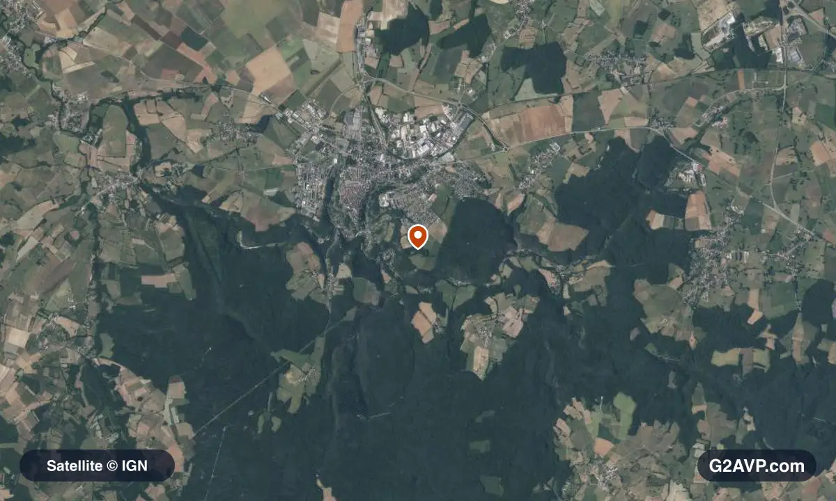 Vue satellite (orthophoto IGN) du secteur d'Avallon, même emprise que la carte géologique