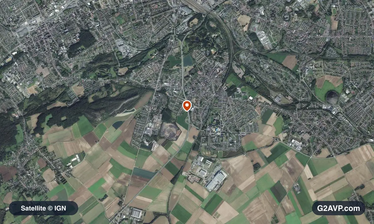 Vue satellite (orthophoto IGN) du secteur d'Avion, même emprise que la carte géologique