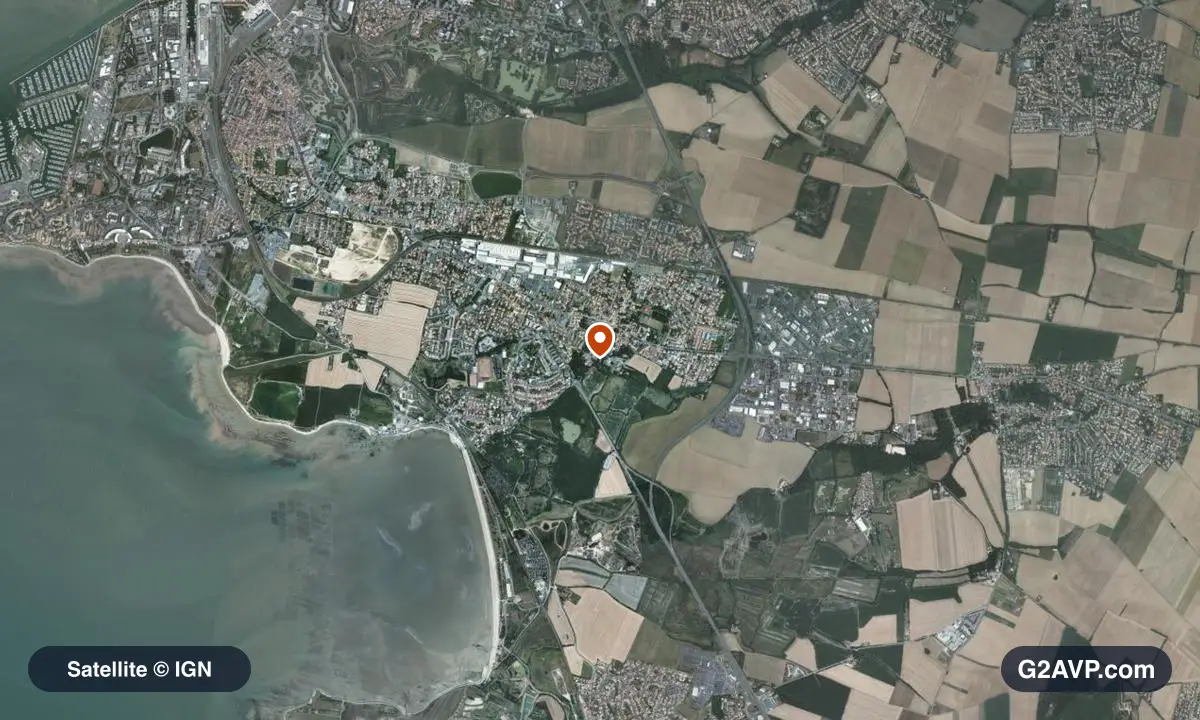 Vue satellite (orthophoto IGN) du secteur d'Aytré, même emprise que la carte géologique