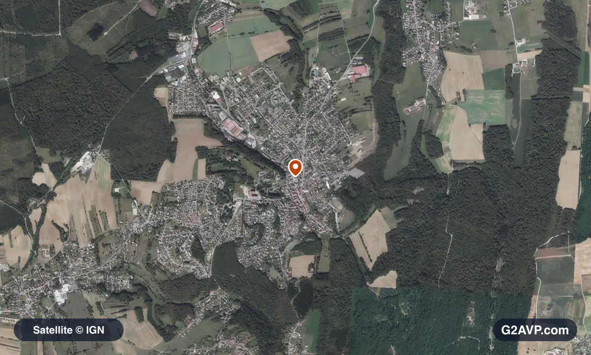 Vue satellite (orthophoto IGN) du secteur de Beaucourt, même emprise que la carte géologique