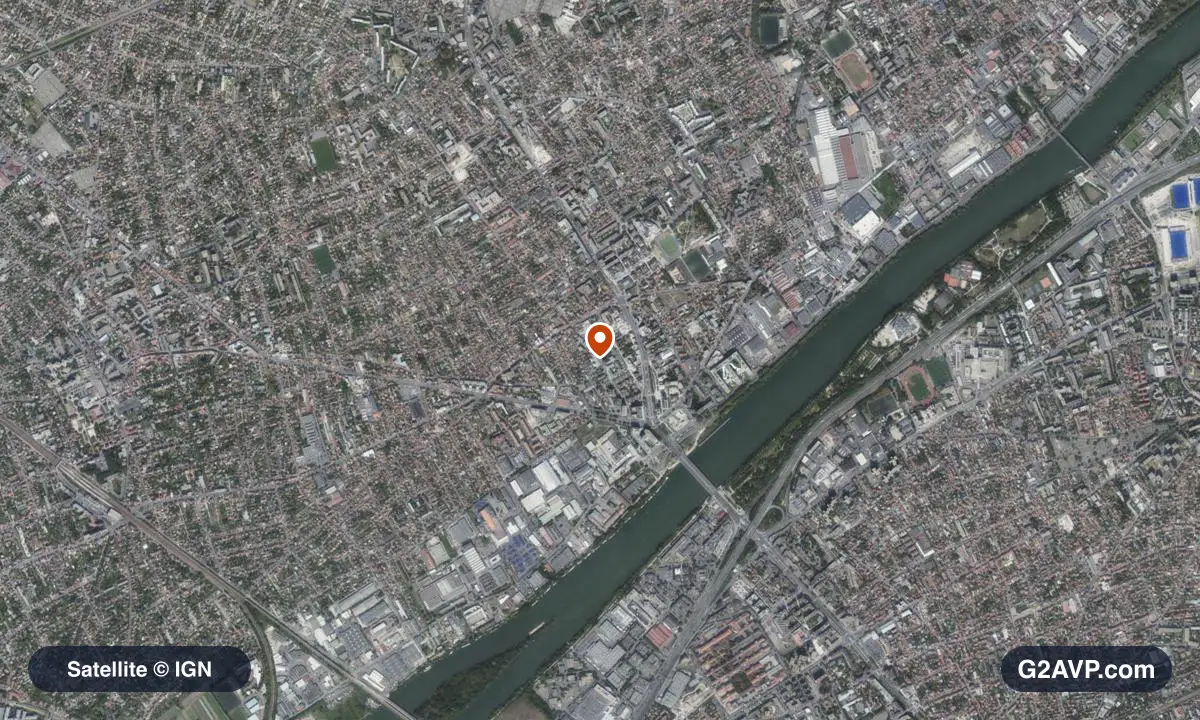 Vue satellite (orthophoto IGN) du secteur de Bezons, même emprise que la carte géologique