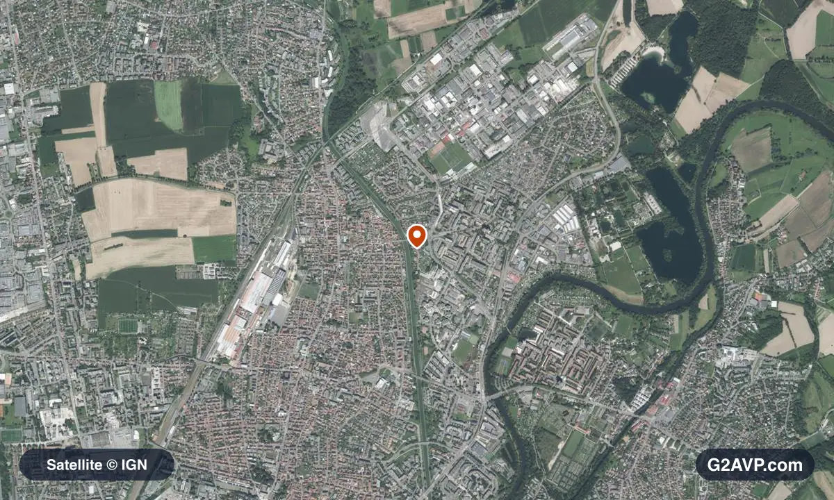 Vue satellite (orthophoto IGN) du secteur de Bischheim, même emprise que la carte géologique