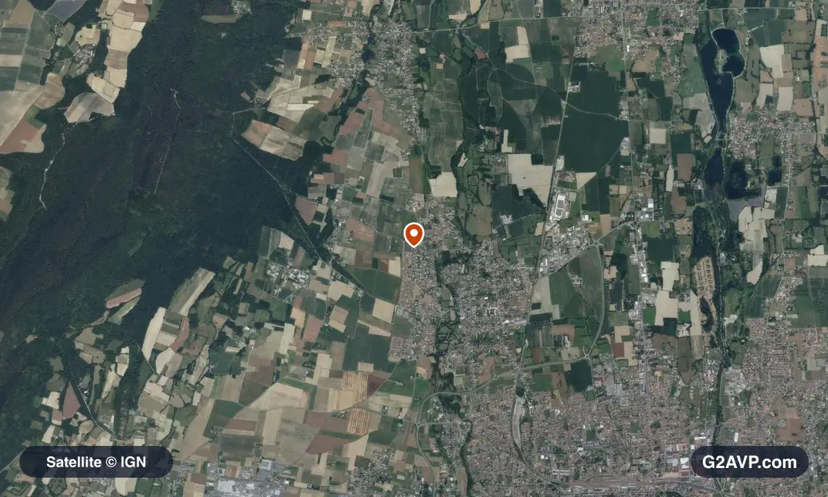 Vue satellite (orthophoto IGN) du secteur de Bordères-sur-l'Échez, même emprise que la carte géologique