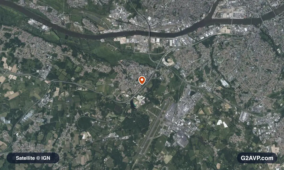 Vue satellite (orthophoto IGN) du secteur de Bouguenais, même emprise que la carte géologique