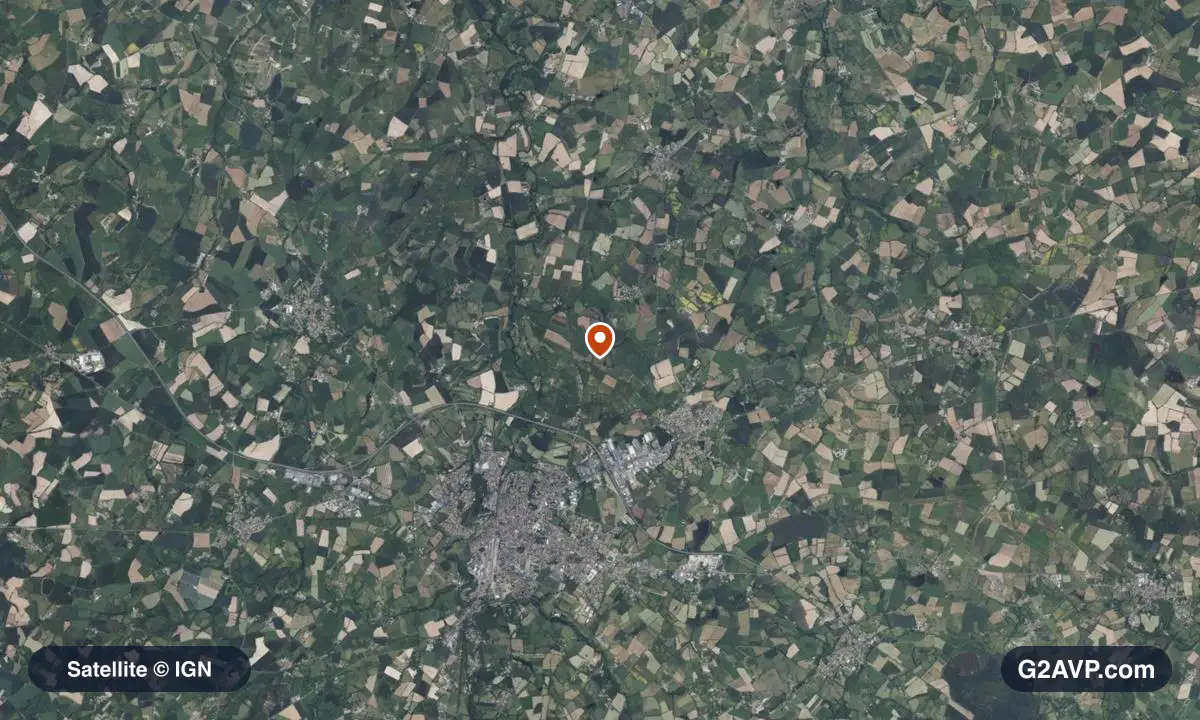 Vue satellite (orthophoto IGN) du secteur de Bressuire, même emprise que la carte géologique