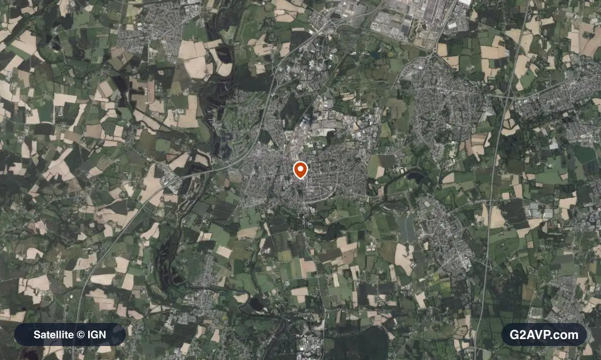Vue satellite (orthophoto IGN) du secteur de Bruz, même emprise que la carte géologique