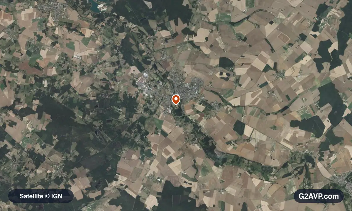 Vue satellite (orthophoto IGN) du secteur de Buzançais, même emprise que la carte géologique