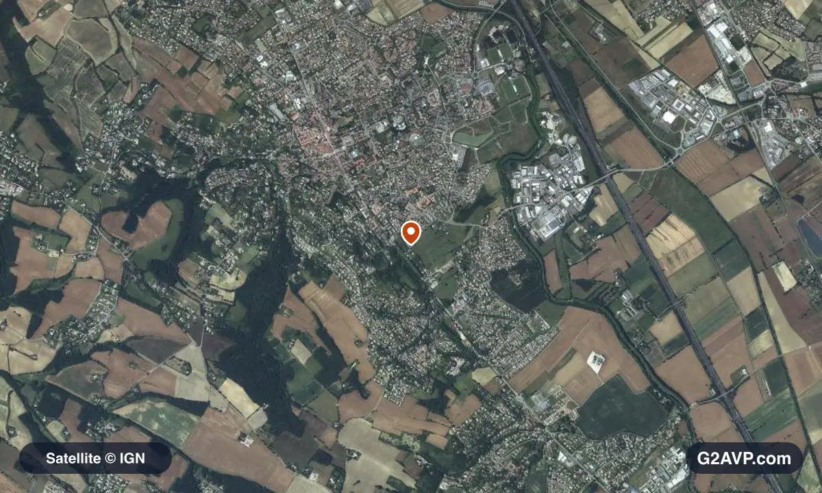 Vue satellite (orthophoto IGN) du secteur de Castanet-Tolosan, même emprise que la carte géologique