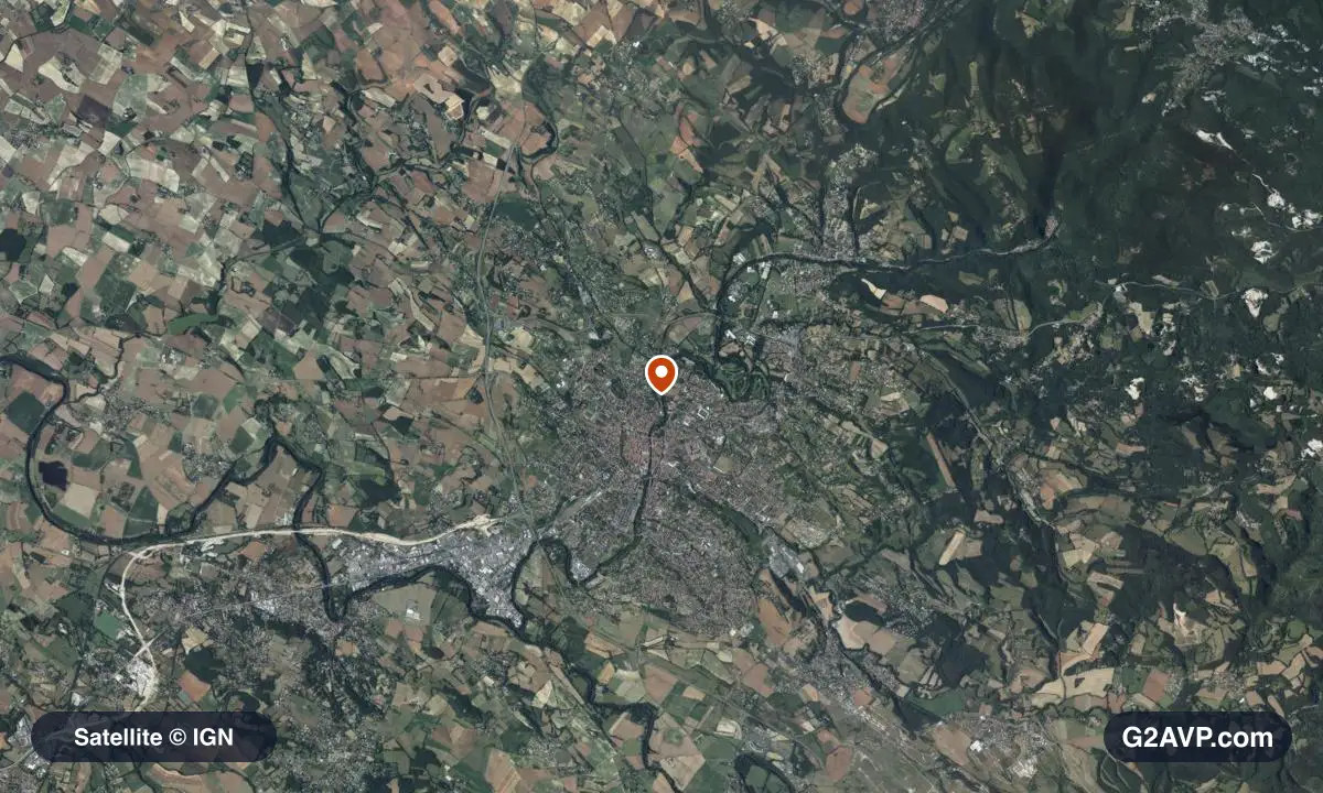 Vue satellite (orthophoto IGN) du secteur de Castres, même emprise que la carte géologique