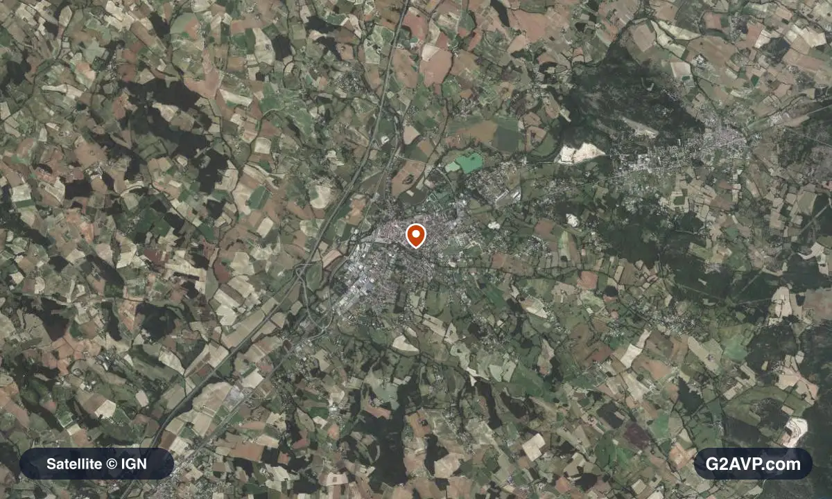 Vue satellite (orthophoto IGN) du secteur de Caussade, même emprise que la carte géologique