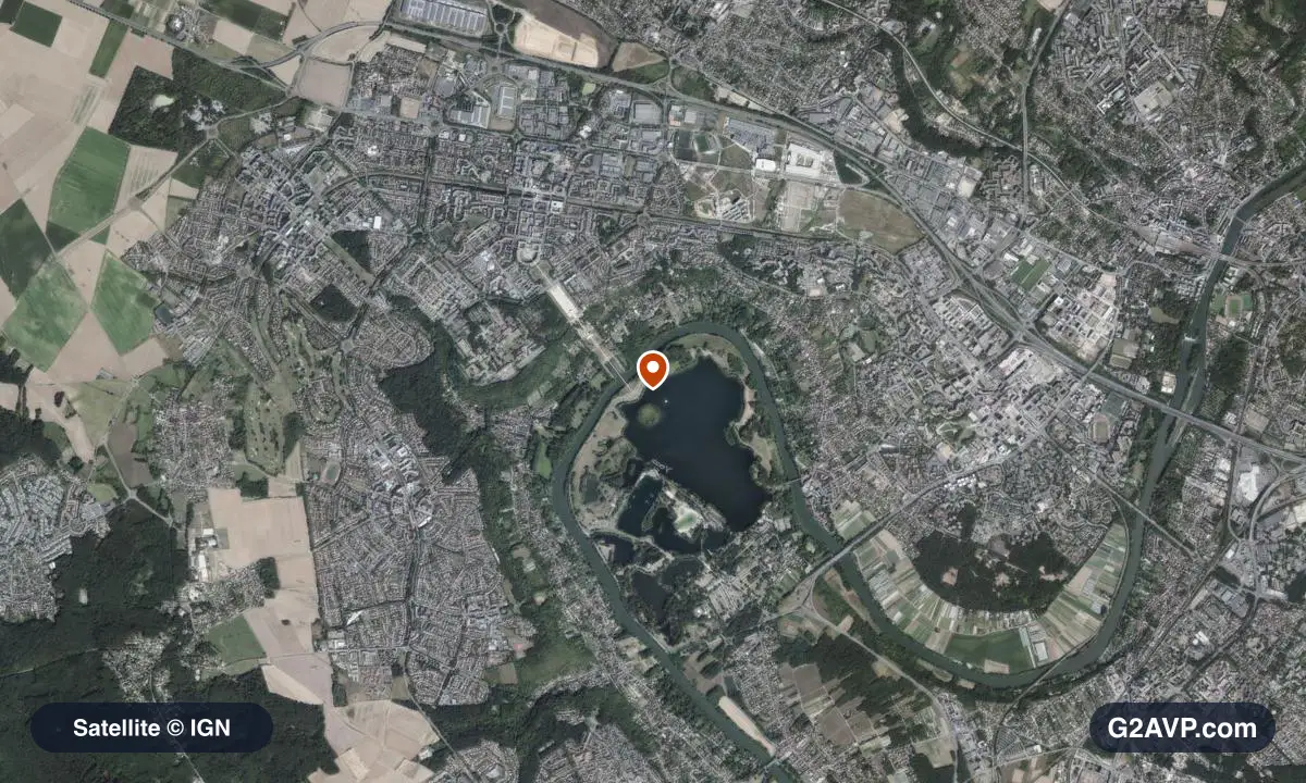 Vue satellite (orthophoto IGN) du secteur de Cergy, même emprise que la carte géologique