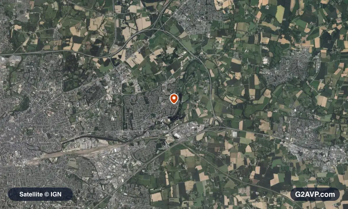 Vue satellite (orthophoto IGN) du secteur de Cesson-Sévigné, même emprise que la carte géologique