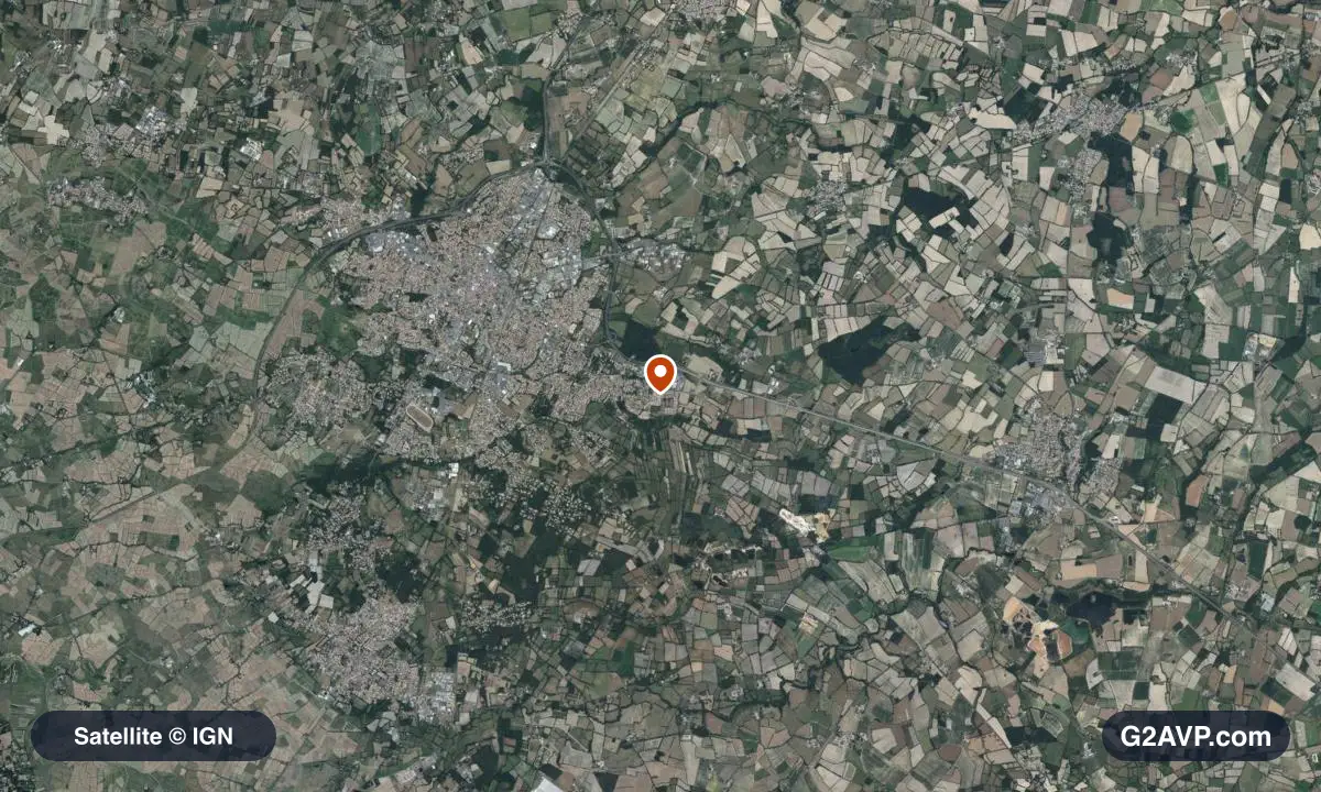 Vue satellite (orthophoto IGN) du secteur de Challans, même emprise que la carte géologique