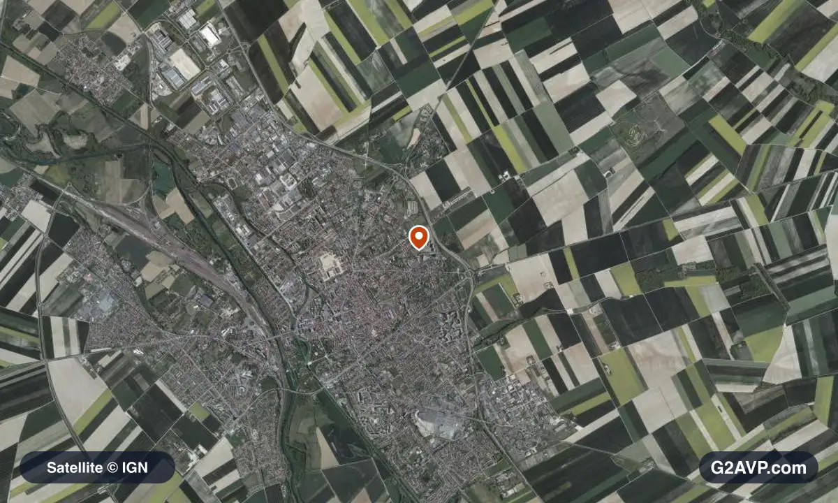 Vue satellite (orthophoto IGN) du secteur de Châlons-en-Champagne, même emprise que la carte géologique
