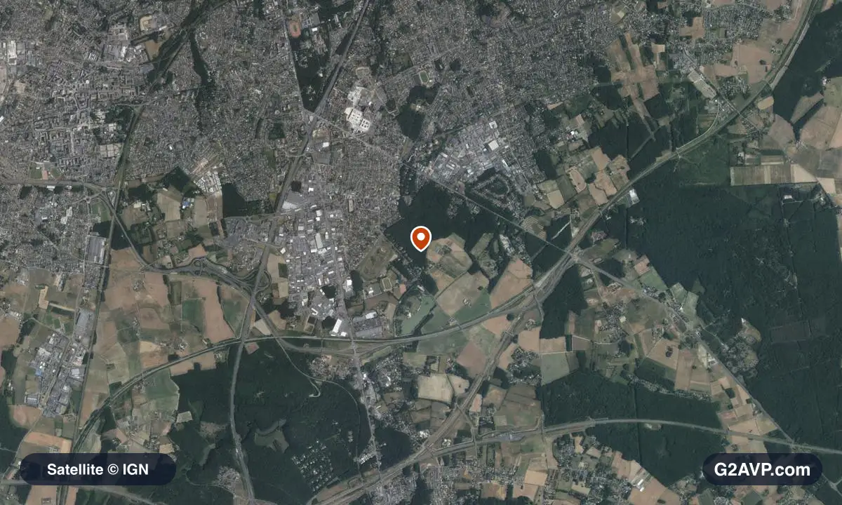 Vue satellite (orthophoto IGN) du secteur de Chambray-lès-Tours, même emprise que la carte géologique