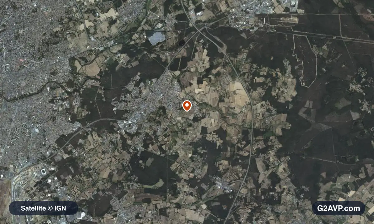 Vue satellite (orthophoto IGN) du secteur de Changé, même emprise que la carte géologique