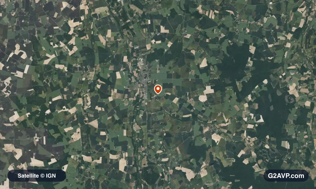 Vue satellite (orthophoto IGN) du secteur de Charny Orée de Puisaye, même emprise que la carte géologique