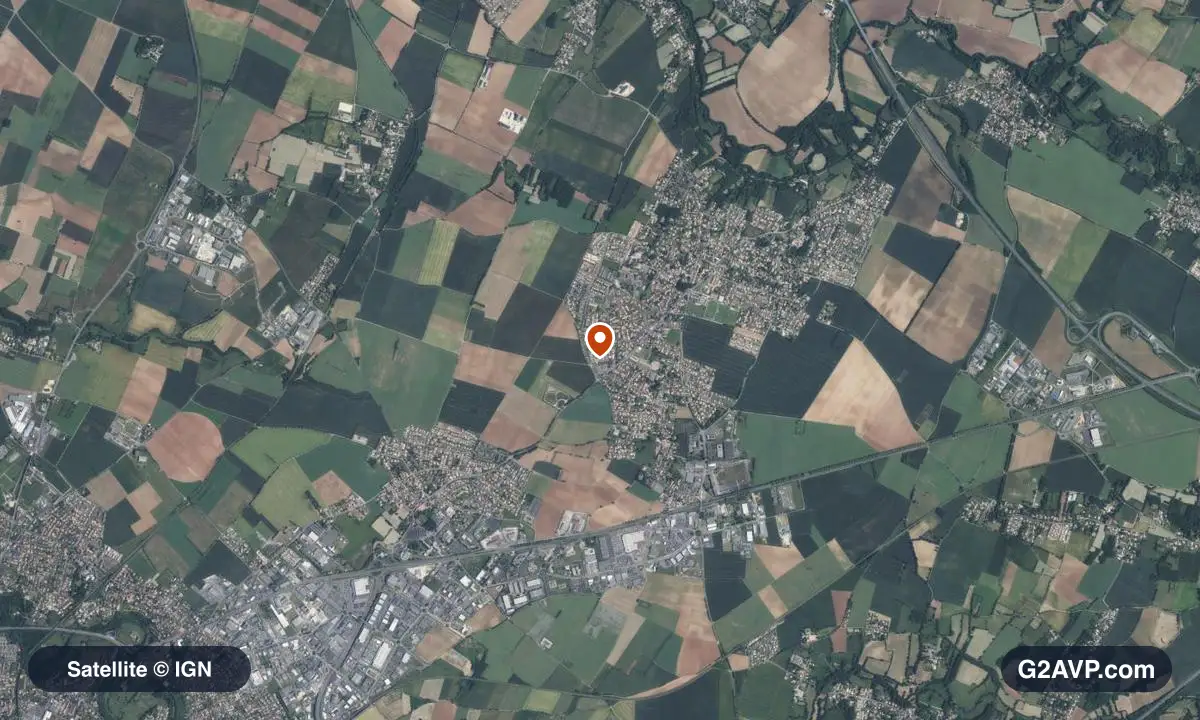 Vue satellite (orthophoto IGN) du secteur de Chauray, même emprise que la carte géologique