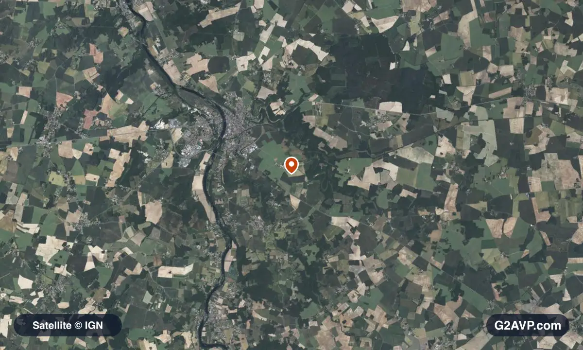 Vue satellite (orthophoto IGN) du secteur de Chauvigny, même emprise que la carte géologique