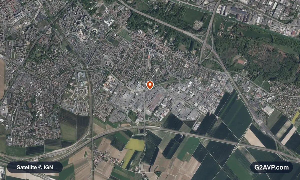 Vue satellite (orthophoto IGN) du secteur de Cormontreuil, même emprise que la carte géologique