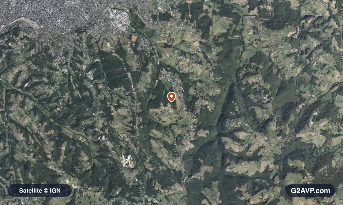 Vue satellite (orthophoto IGN) du secteur de Cosnac, même emprise que la carte géologique