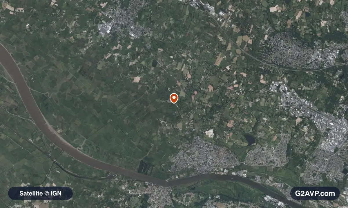 Vue satellite (orthophoto IGN) du secteur de Couëron, même emprise que la carte géologique