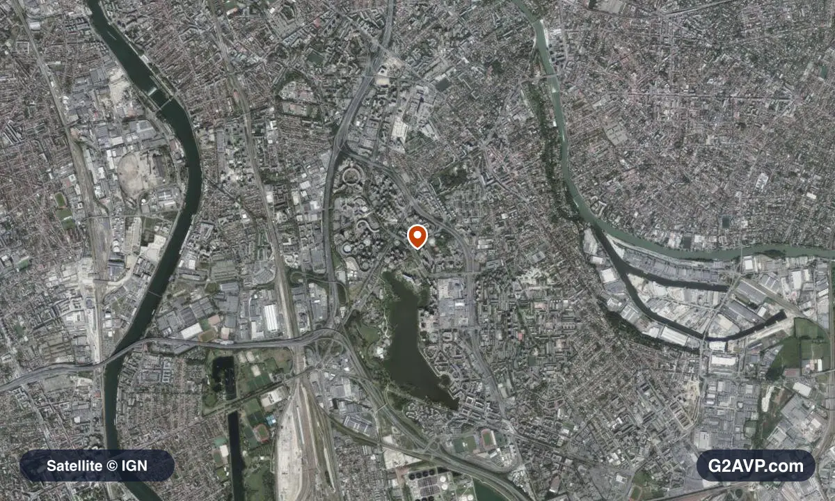Vue satellite (orthophoto IGN) du secteur de Créteil, même emprise que la carte géologique