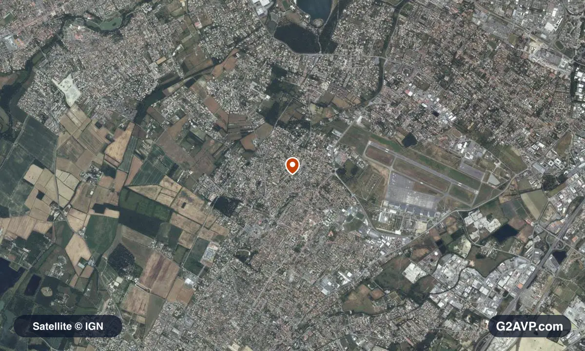 Vue satellite (orthophoto IGN) du secteur de Cugnaux, même emprise que la carte géologique