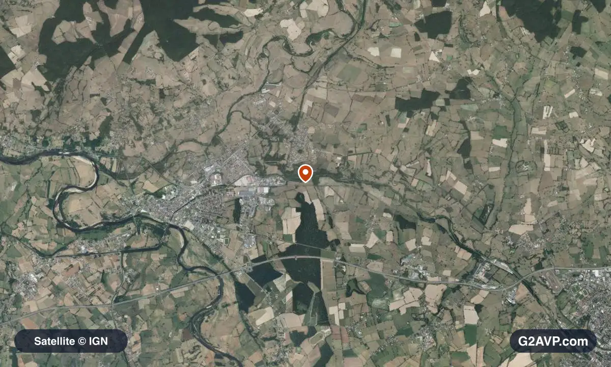 Vue satellite (orthophoto IGN) du secteur de Digoin, même emprise que la carte géologique
