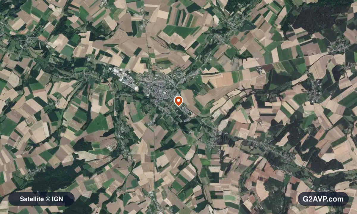 Vue satellite (orthophoto IGN) du secteur de Doullens, même emprise que la carte géologique