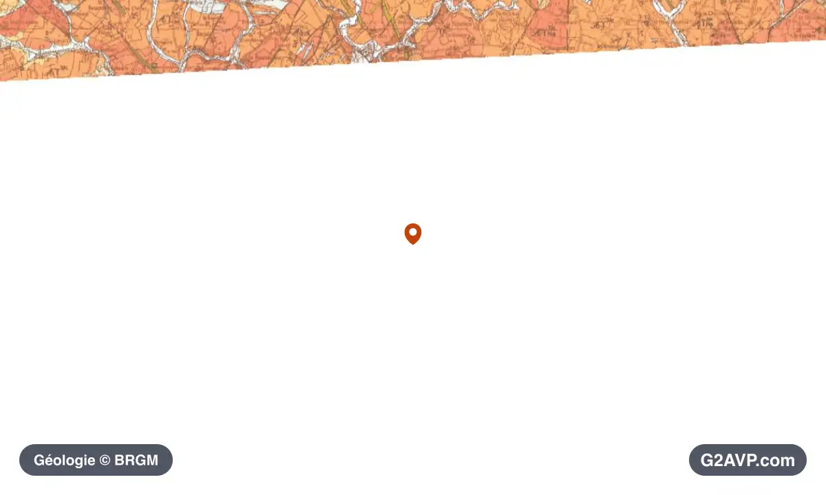 Carte géologique BRGM au 1/50 000 du secteur d'Ernée : schistes et grès en formations dominantes, repère au centre de la commune