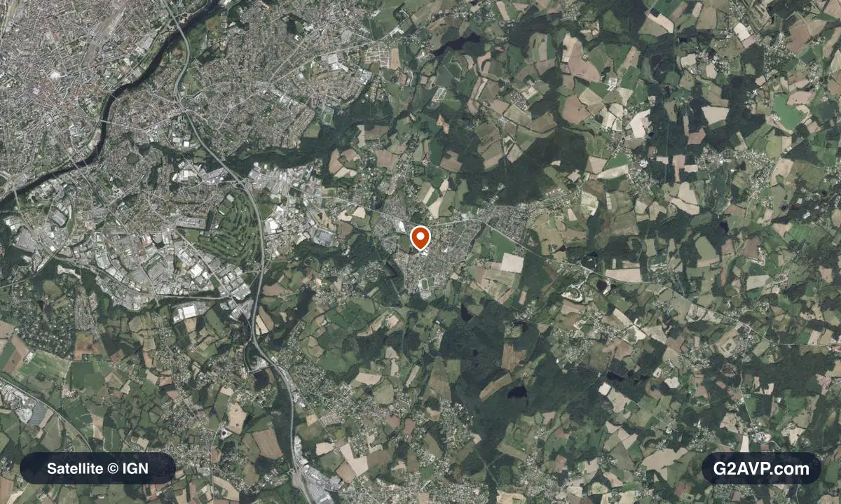 Vue satellite (orthophoto IGN) du secteur de Feytiat, même emprise que la carte géologique