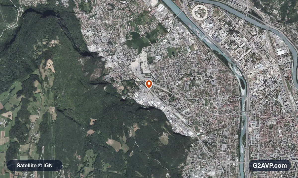 Vue satellite (orthophoto IGN) du secteur de Fontaine, même emprise que la carte géologique