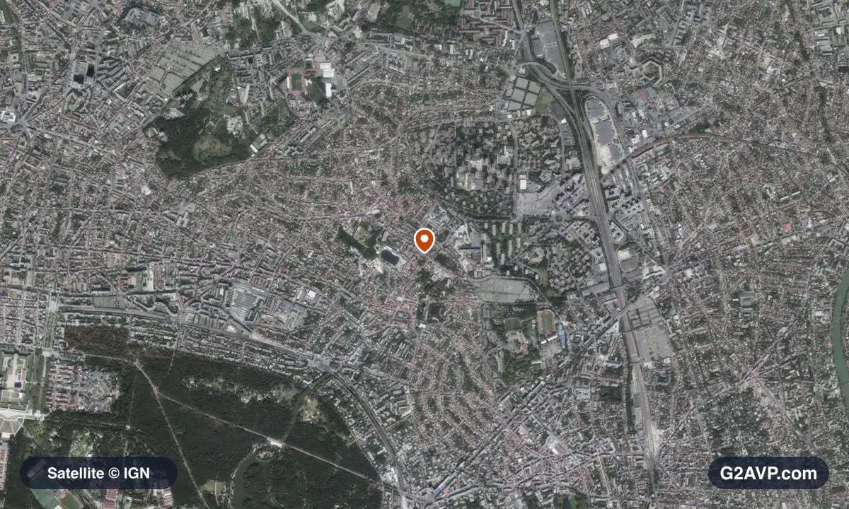 Vue satellite (orthophoto IGN) du secteur de Fontenay-sous-Bois, même emprise que la carte géologique