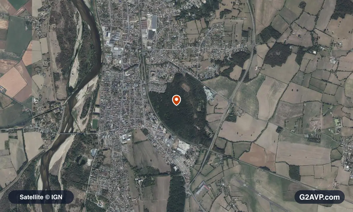 Vue satellite (orthophoto IGN) du secteur de Fourchambault, même emprise que la carte géologique