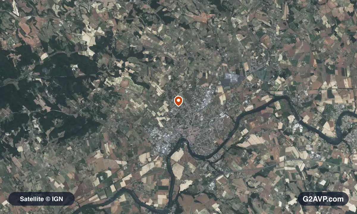 Vue satellite (orthophoto IGN) du secteur de Gaillac, même emprise que la carte géologique