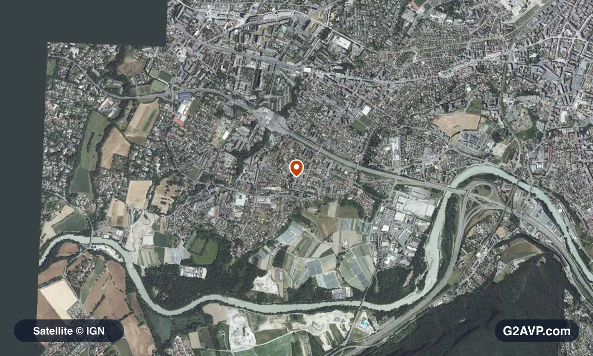 Vue satellite (orthophoto IGN) du secteur de Gaillard, même emprise que la carte géologique