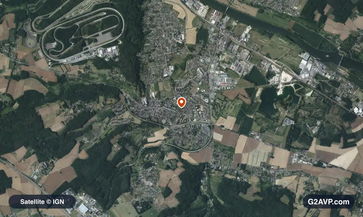 Vue satellite (orthophoto IGN) du secteur de Gaillon, même emprise que la carte géologique