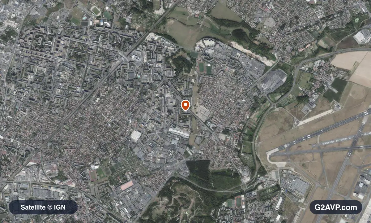 Vue satellite (orthophoto IGN) du secteur de Garges-lès-Gonesse, même emprise que la carte géologique