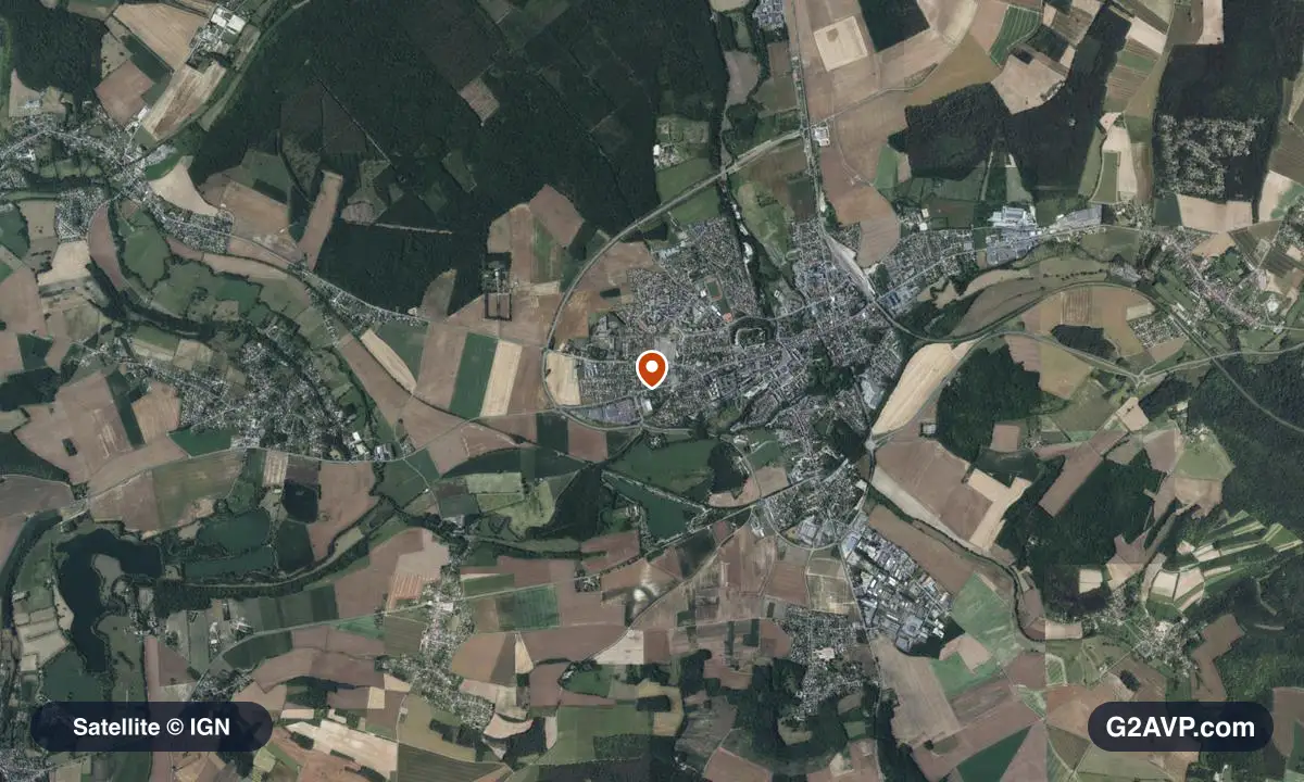 Vue satellite (orthophoto IGN) du secteur de Gisors, même emprise que la carte géologique